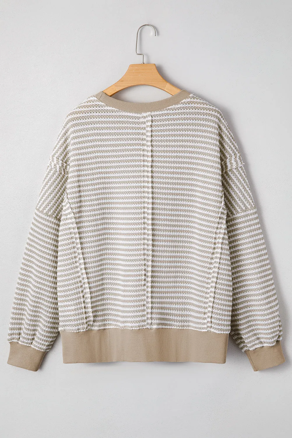 Striped Chenille Bow Patched Drop Shoulder Long Sleeve Top sold by Beagle Boutique product image thumbnail 4
