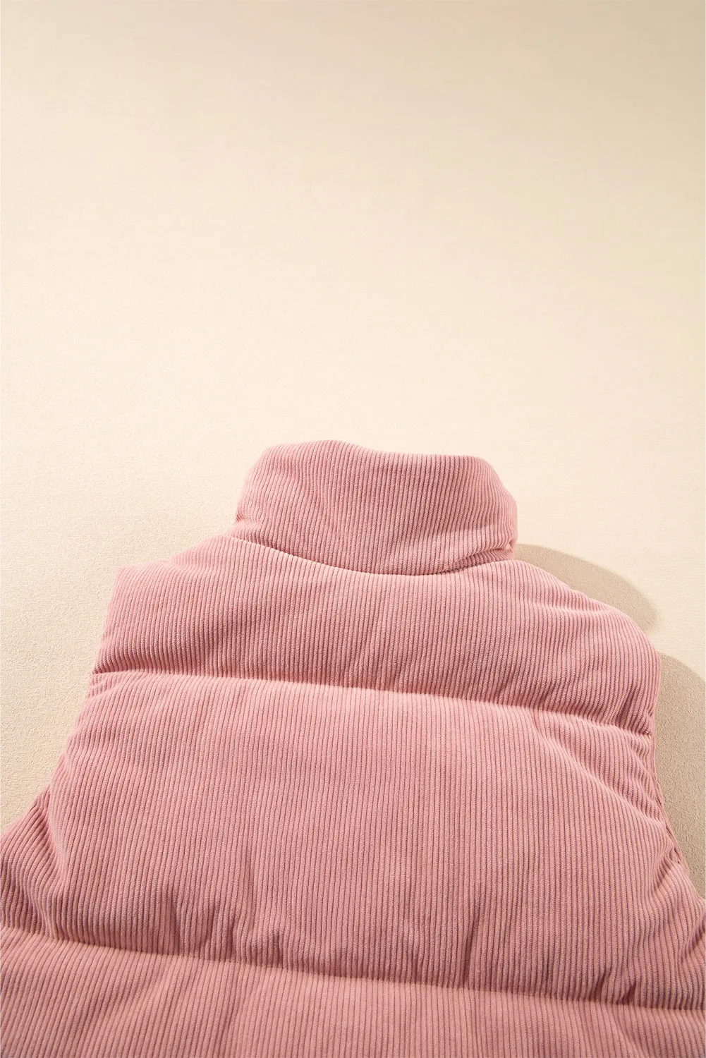 Pink Cord Stand Neck Zipped Puffer Gilet sold by Beagle Boutique product image thumbnail 3