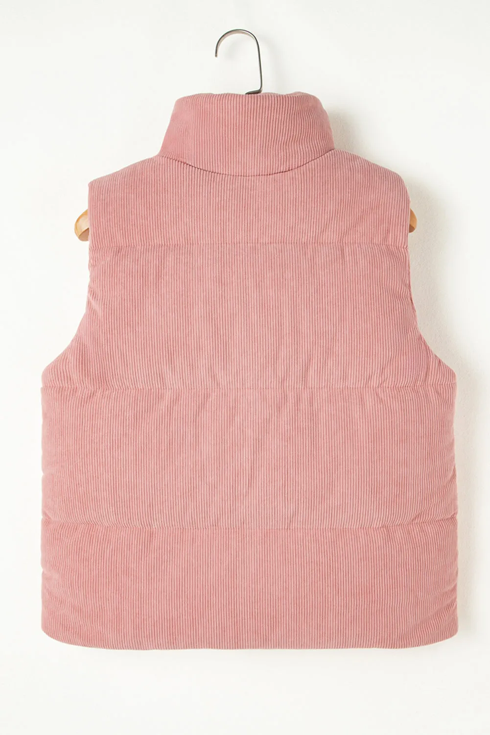 Pink Cord Stand Neck Zipped Puffer Gilet sold by Beagle Boutique product image thumbnail 2