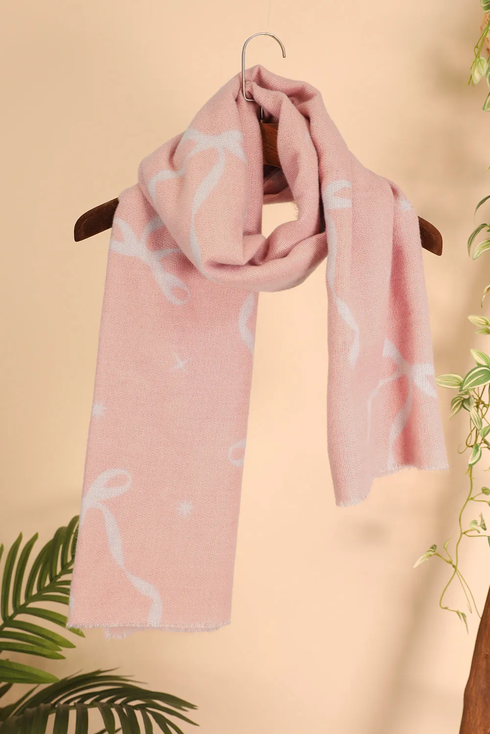 Bow Print Raw Edge Lightweight Scarf sold by Beagle Boutique product image thumbnail 4