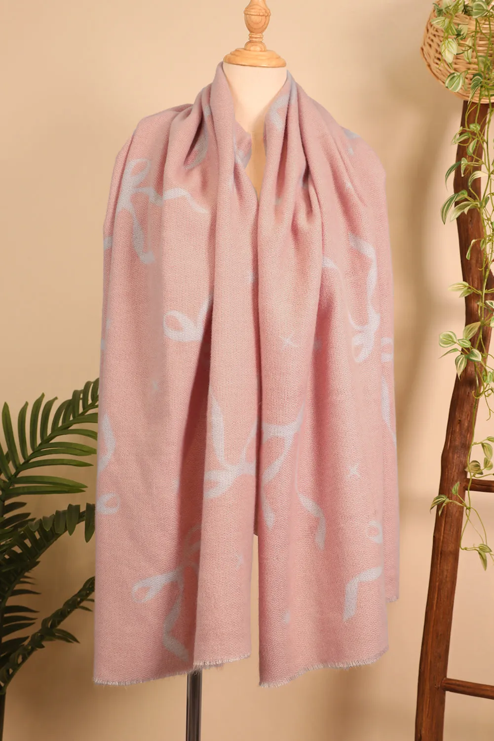 Bow Print Raw Edge Lightweight Scarf sold by Beagle Boutique product image thumbnail 5