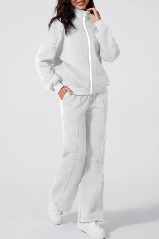 Drop Shoulder Zip Up Jacket and Drawstring Trousers Active 2pcs Co-ord Set sold by Beagle Boutique