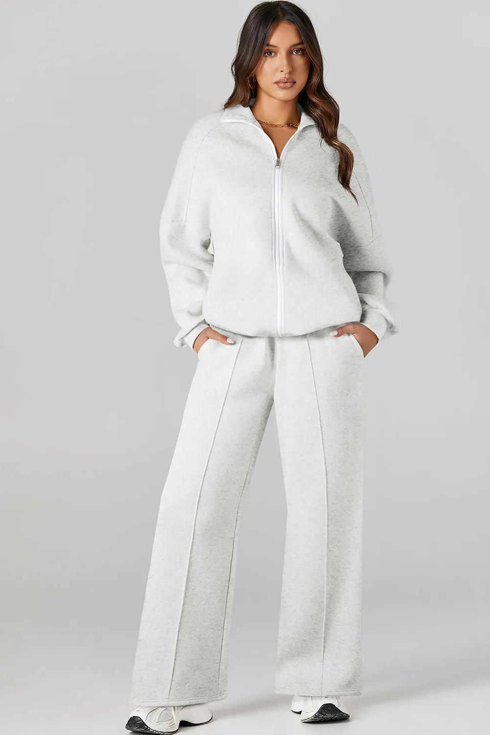 Drop Shoulder Zip Up Jacket and Drawstring Trousers Active 2pcs Co-ord Set sold by Beagle Boutique product image thumbnail 5