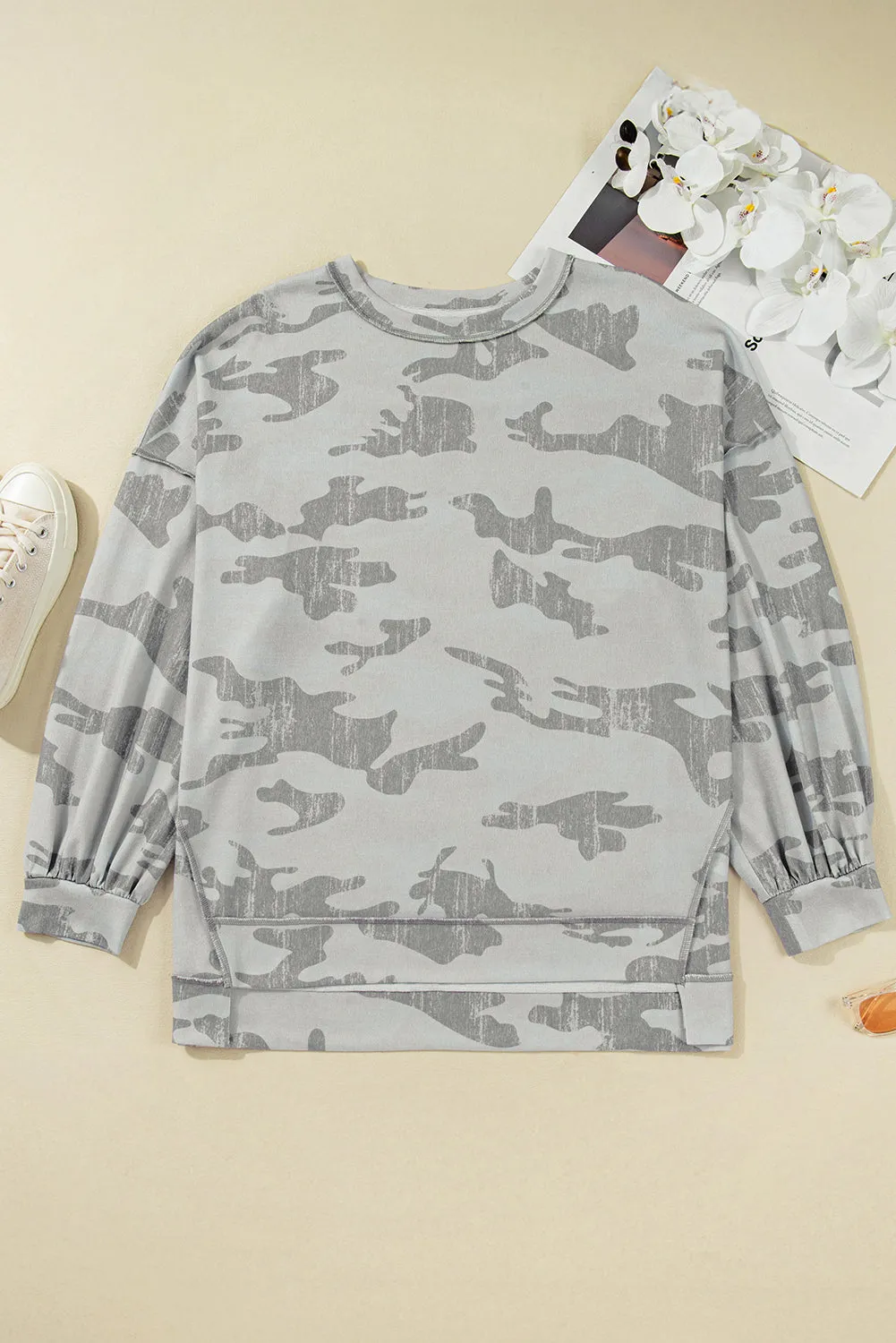 Multicolour Camouflage Print Plus Size Sweatshirt sold by Beagle Boutique product image thumbnail 3