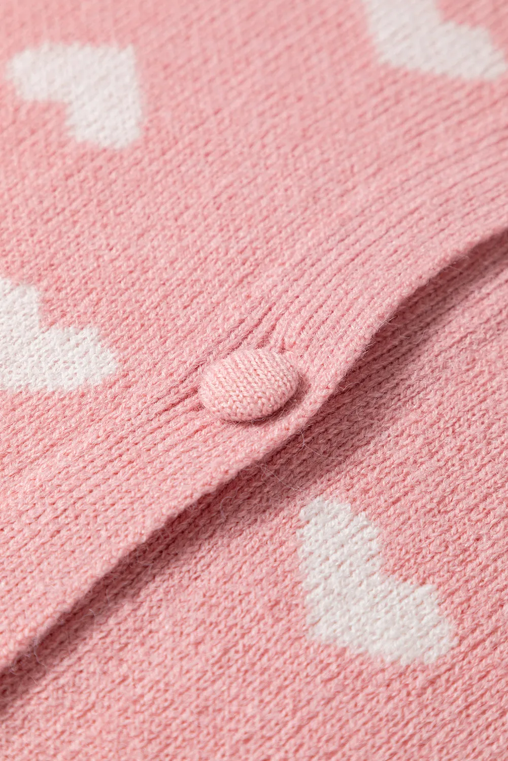 Light Pink Heart Pattern Button Front Cardigan Sweater sold by Beagle Boutique product image thumbnail 5