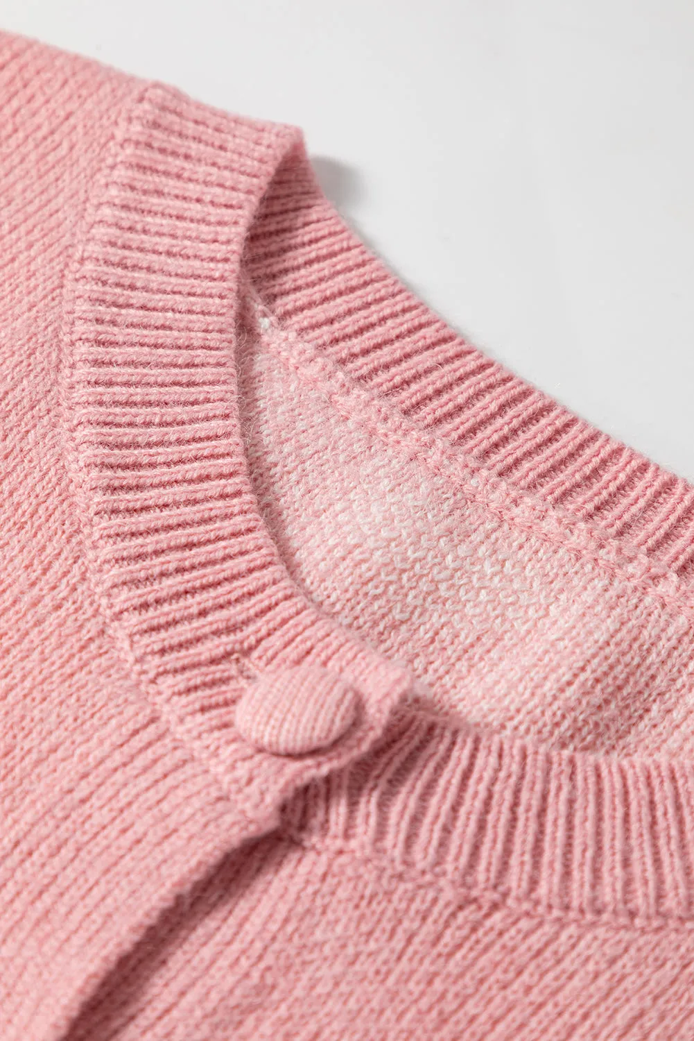 Light Pink Heart Pattern Button Front Cardigan Sweater sold by Beagle Boutique product image thumbnail 3