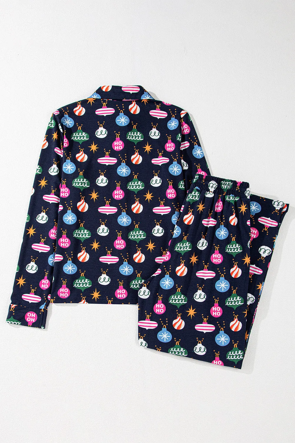 Navy Christmas Lights Print Shirt Pyjama Set sold by Beagle Boutique product image thumbnail 5