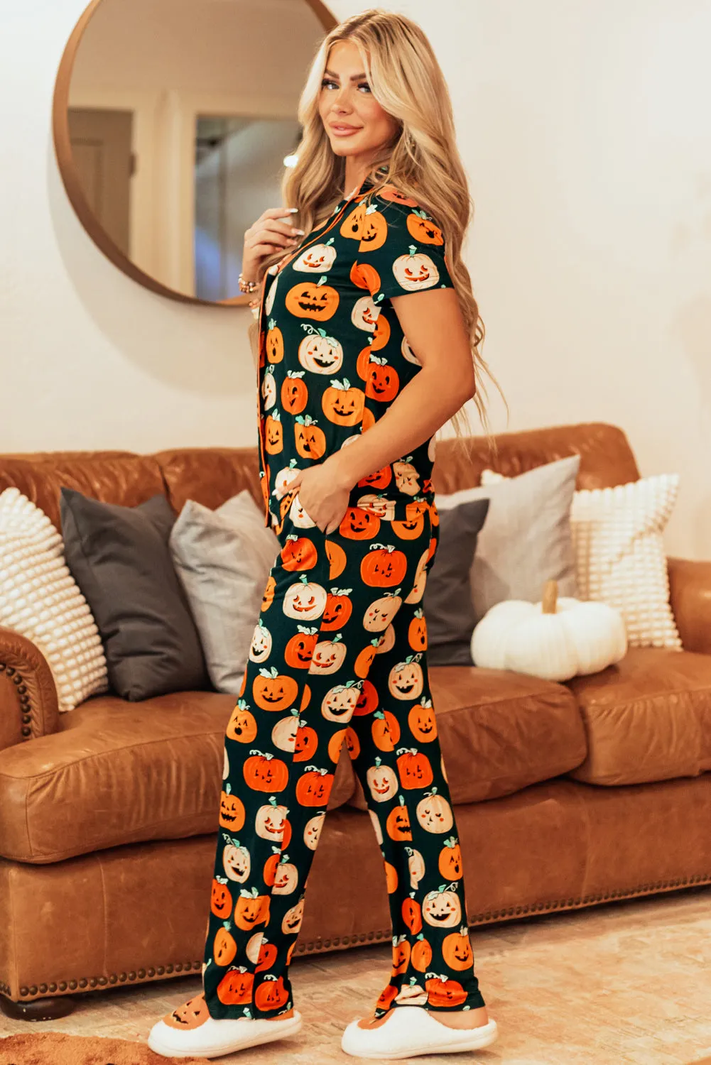Halloween Pattern Short Sleeve Shirt Pyjama Set sold by Beagle Boutique product image thumbnail 3