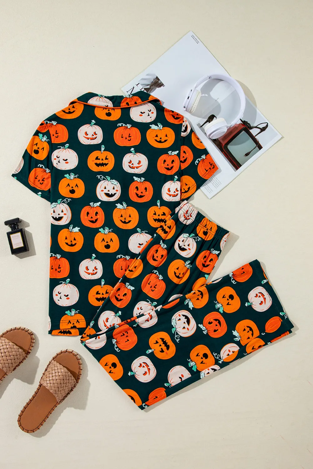 Halloween Pattern Short Sleeve Shirt Pyjama Set sold by Beagle Boutique product image thumbnail 5