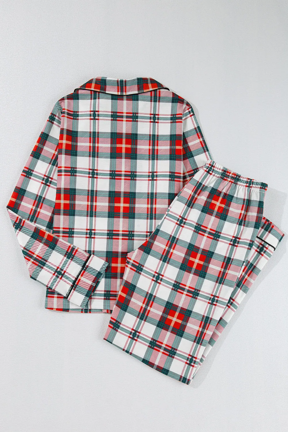 Red Christmas Plaid Print Two Piece Long-Sleeve Pyjama Set sold by Beagle Boutique product image thumbnail 5