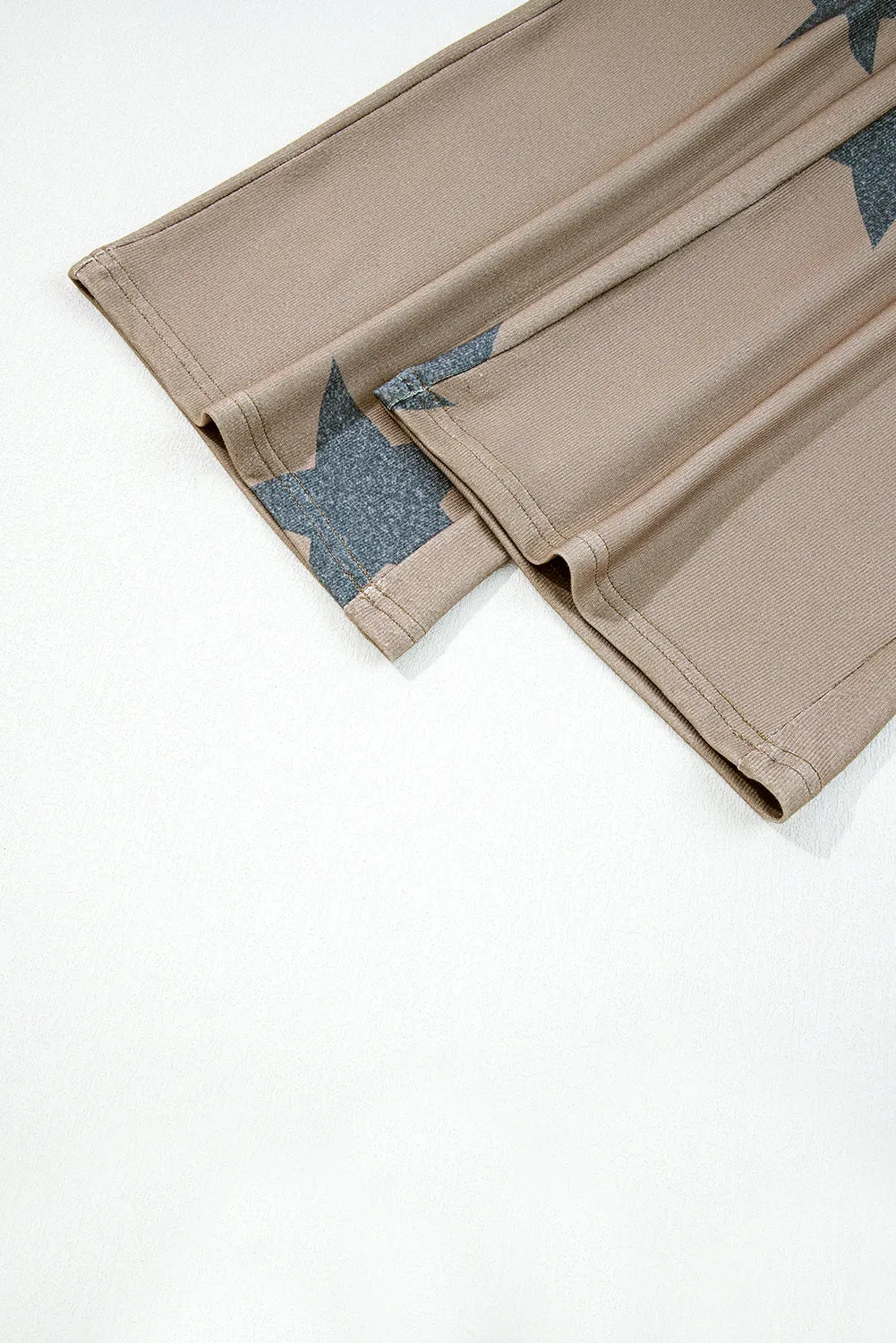 Khaki Retro Star Print Long Sleeve Drawstring Lounge Set sold by Beagle Boutique product image thumbnail 5