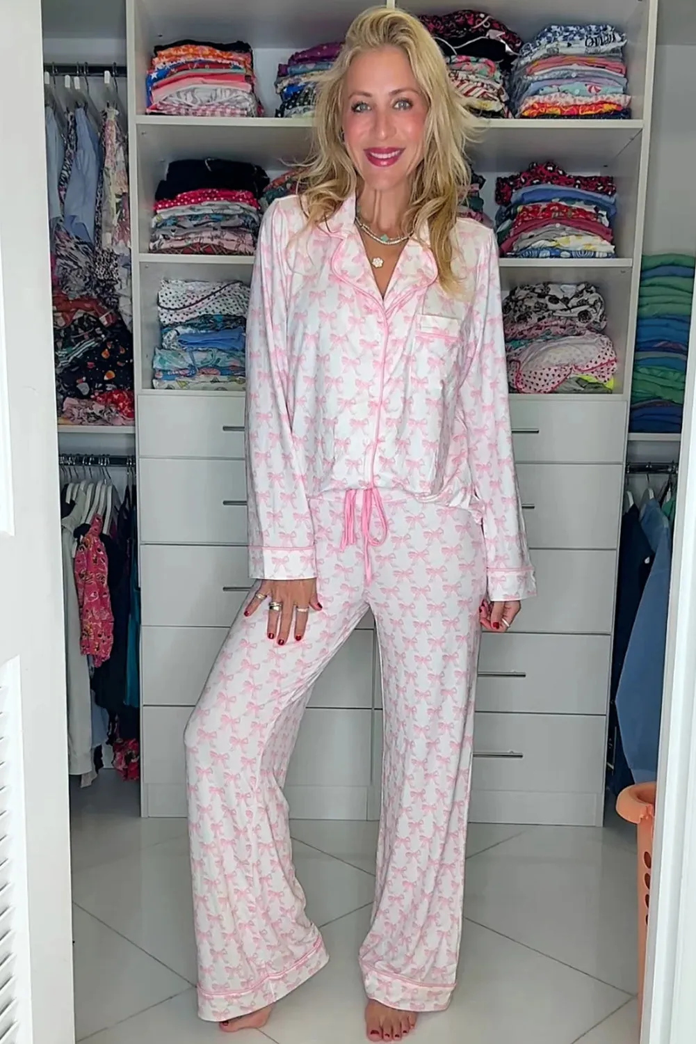 Bow Print Long Sleeve Soft Pyjama Set sold by Beagle Boutique product image thumbnail 2