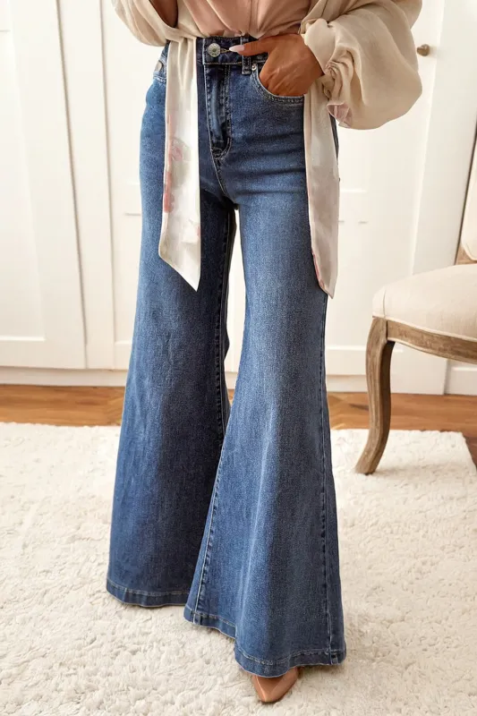 High Waist Button Zip Fly Bell Bottom Jeans sold by Beagle Boutique