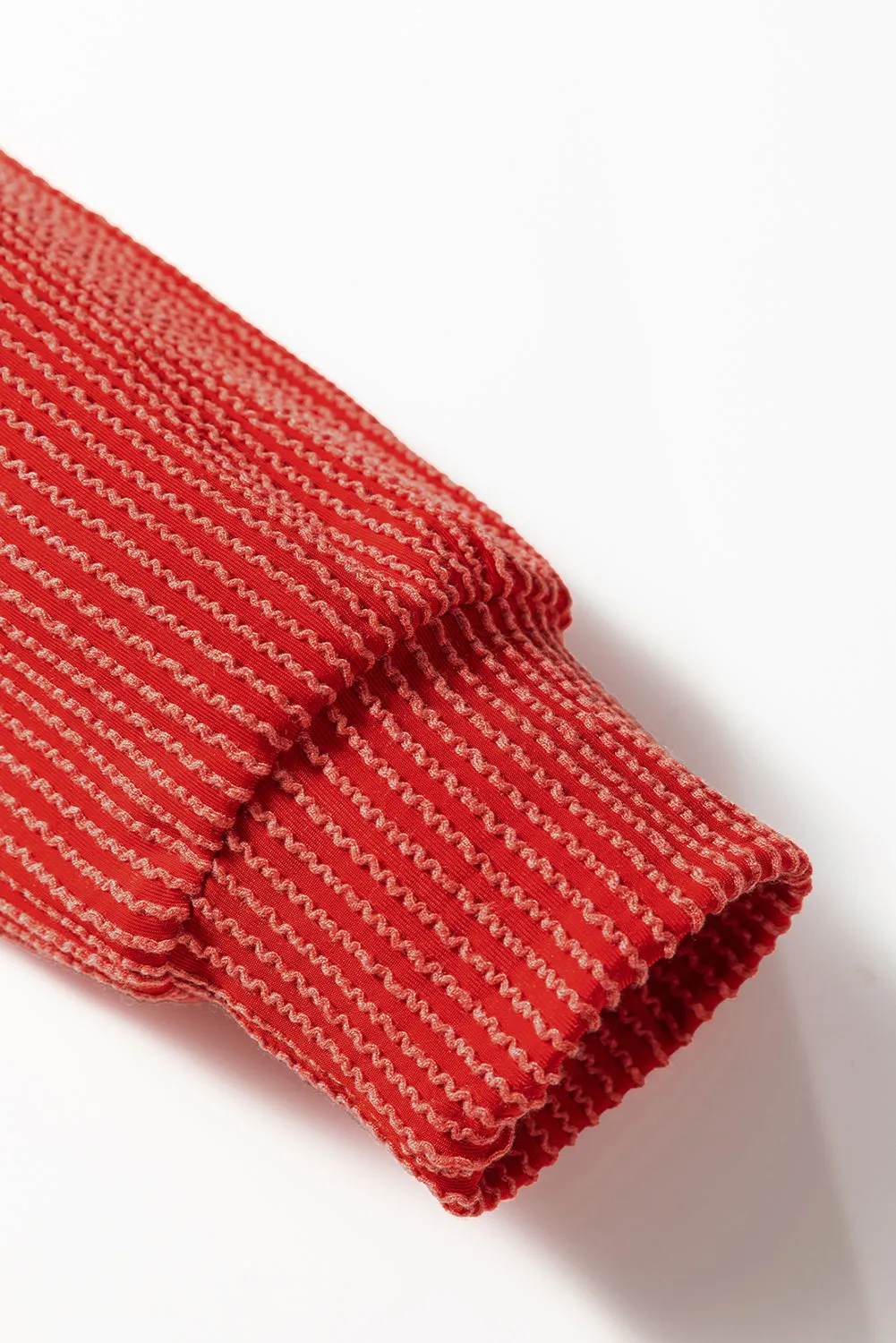 Racing Red Twist Ribbed Half Button Collared Drawstring Pullover Top sold by Beagle Boutique product image thumbnail 4