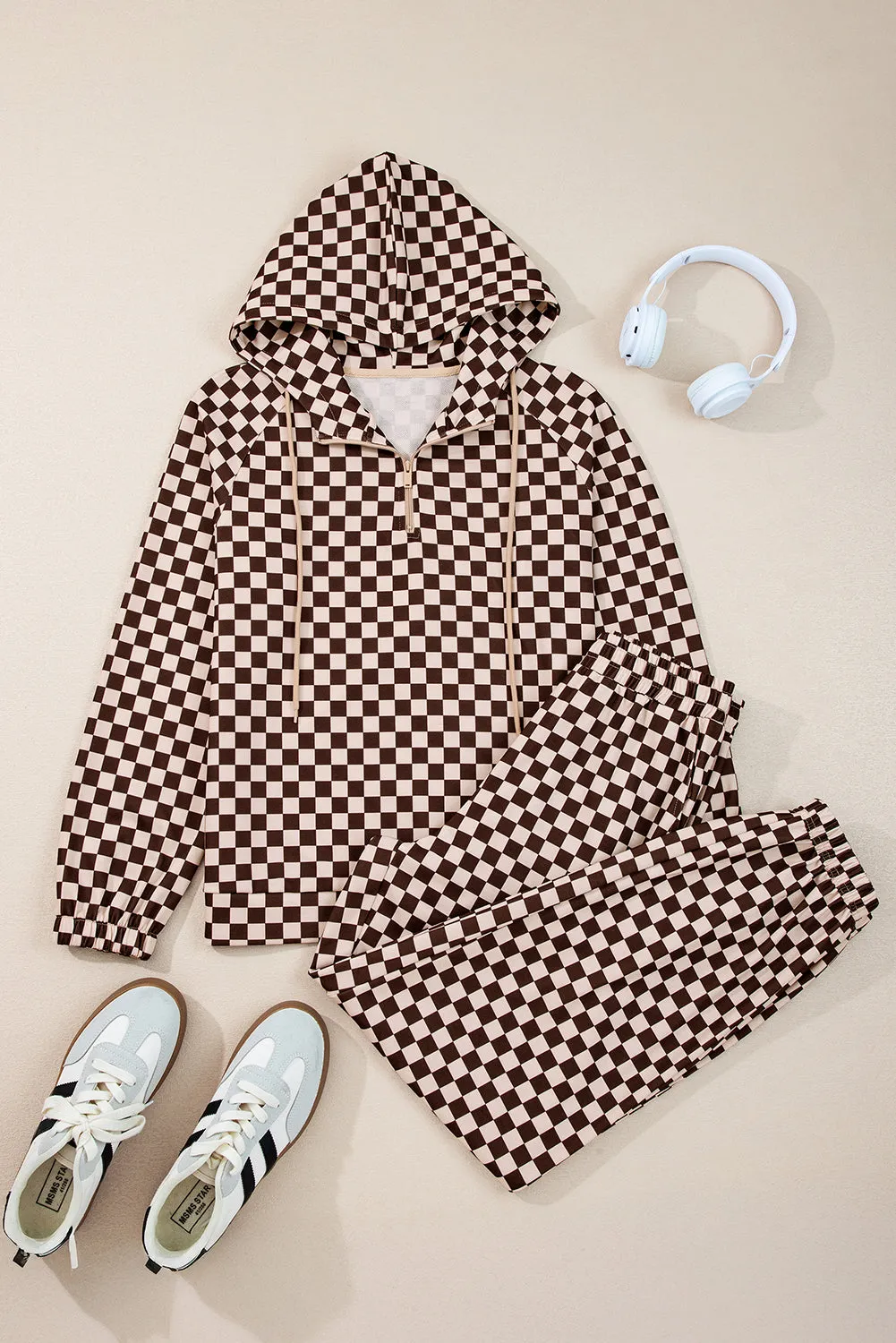 Black Checkered Co-ord Joggers Set sold by Beagle Boutique product image thumbnail 5
