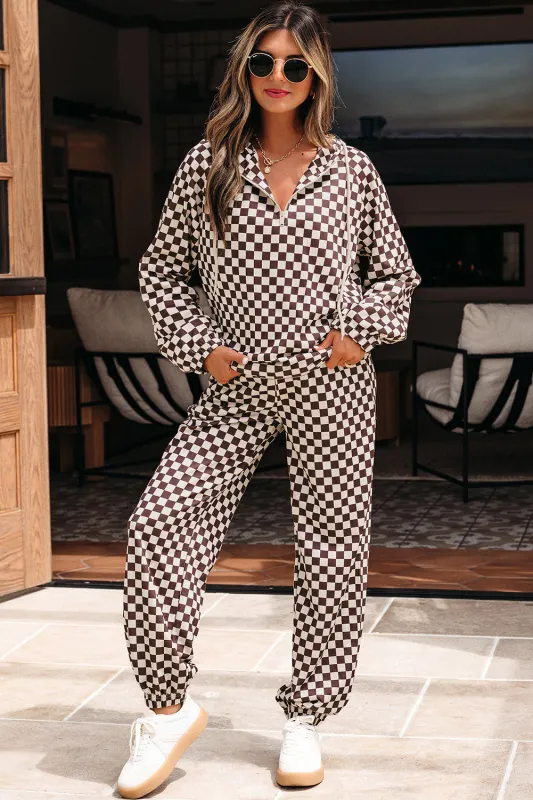 Black Checkered Co-ord Joggers Set sold by Beagle Boutique