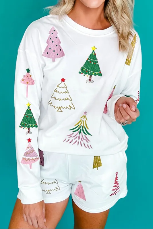 Christmas Tree Long Sleeve Top and Shorts Co-ord Lounge Set sold by Beagle Boutique