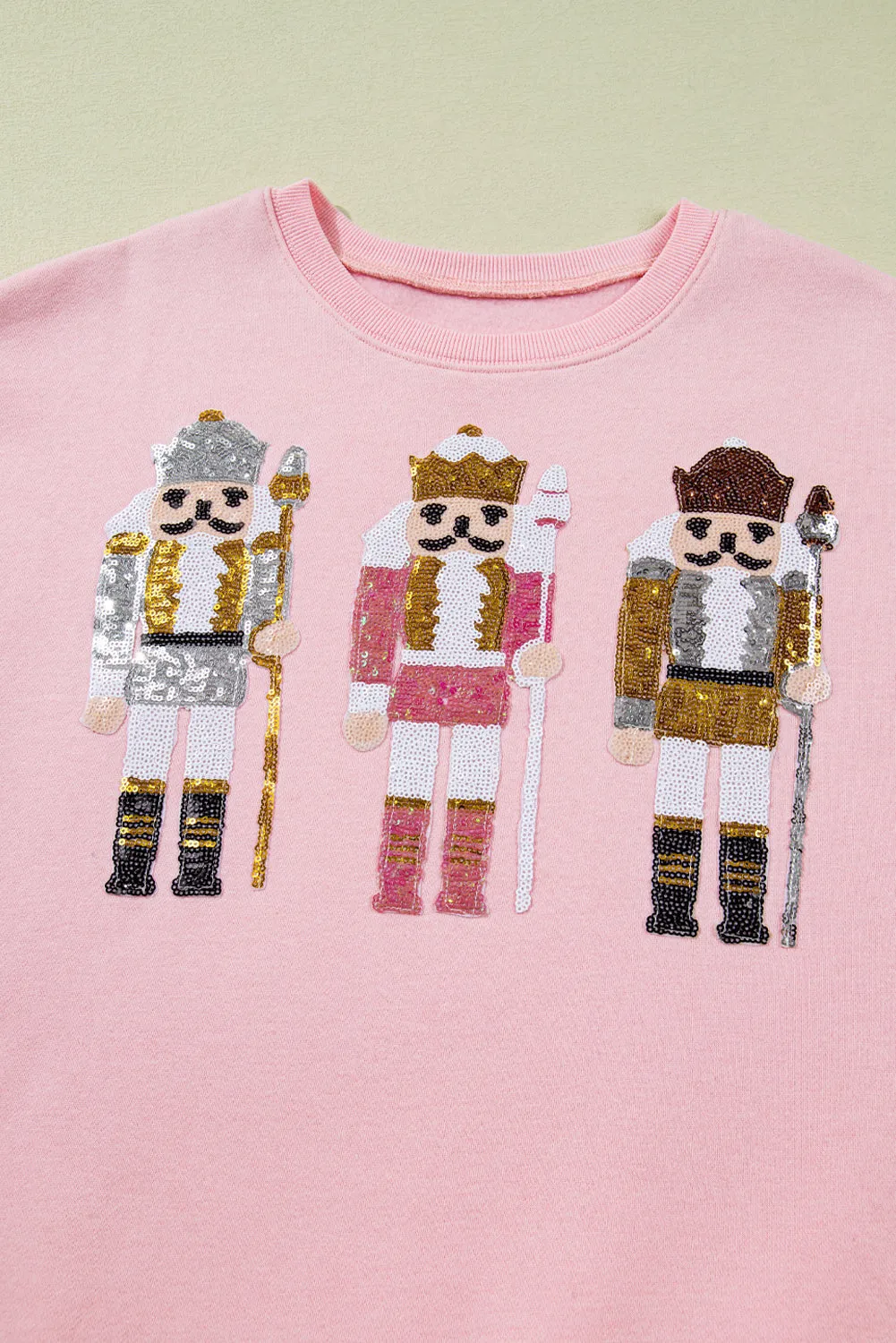 Sequin Nutcracker Textured Sleeve Patchwork Sweatshirt sold by Beagle Boutique product image thumbnail 3
