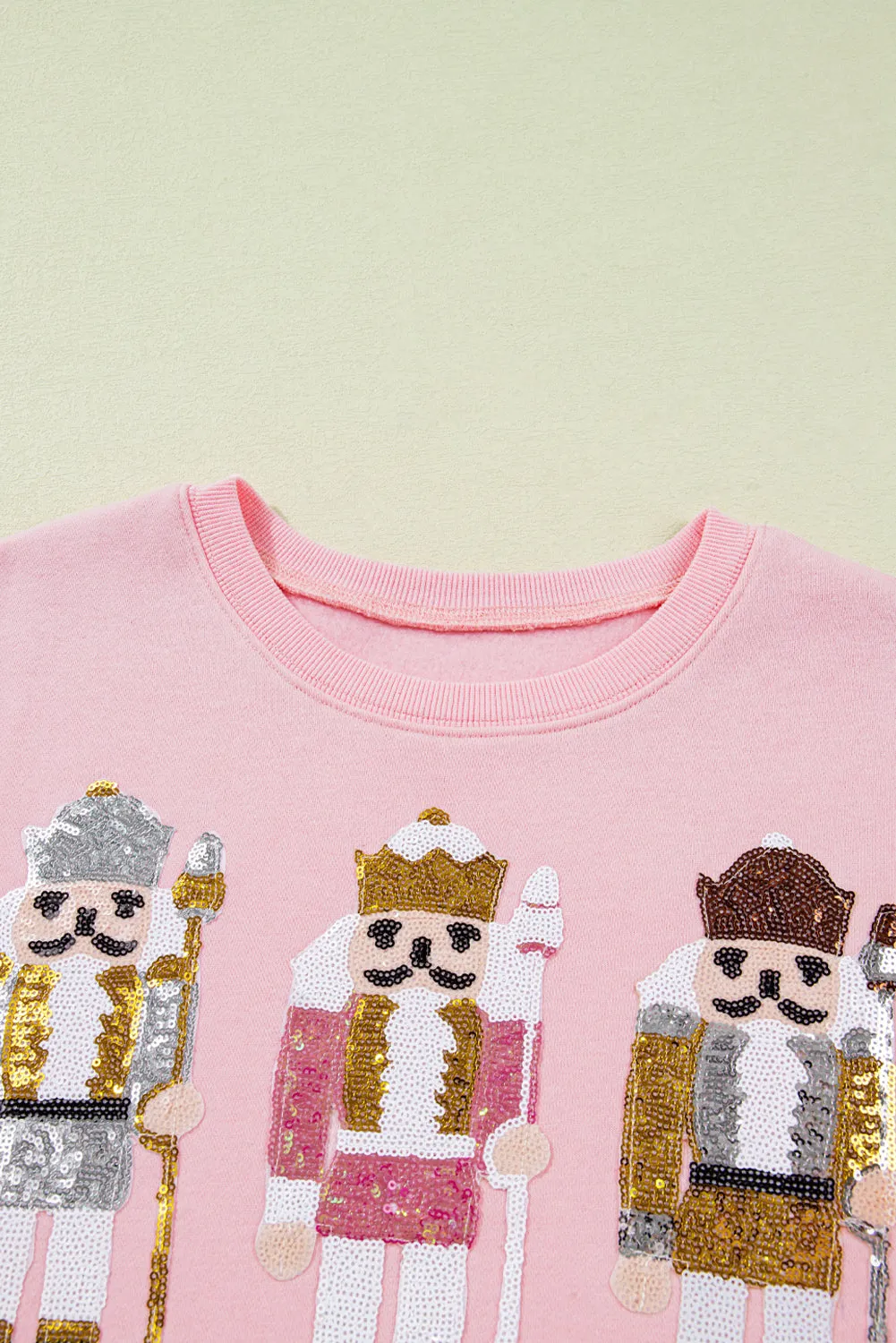 Sequin Nutcracker Textured Sleeve Patchwork Sweatshirt sold by Beagle Boutique product image thumbnail 4