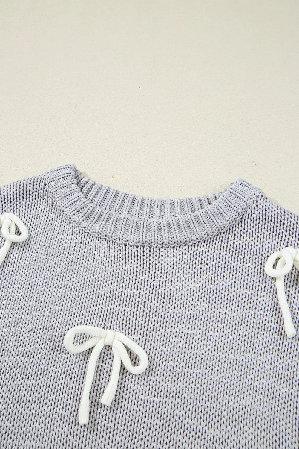 Bowknot Applique Cap Knit Sleeve Sweater sold by Beagle Boutique product image thumbnail 3