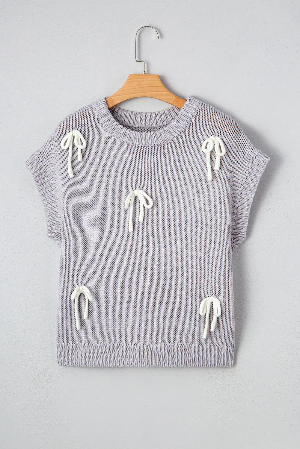 Bowknot Applique Cap Knit Sleeve Sweater sold by Beagle Boutique