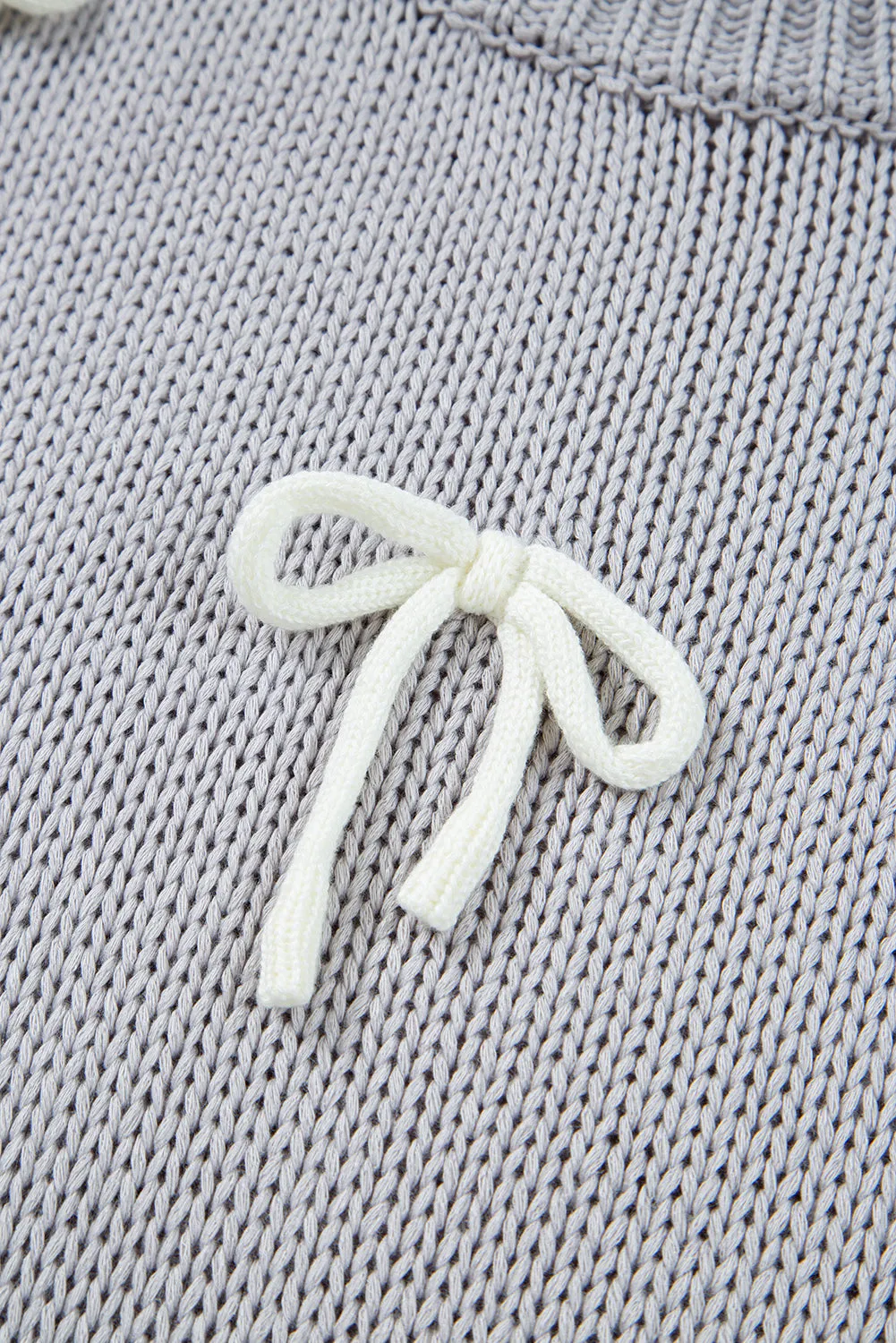 Bowknot Applique Cap Knit Sleeve Sweater sold by Beagle Boutique product image thumbnail 5