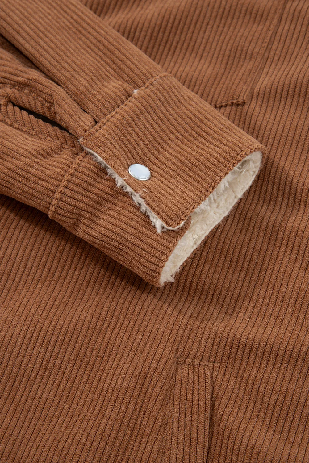 Cinnamon Fleece Lined Buttoned Flap Pockets Corduroy Jacket sold by Beagle Boutique product image thumbnail 5