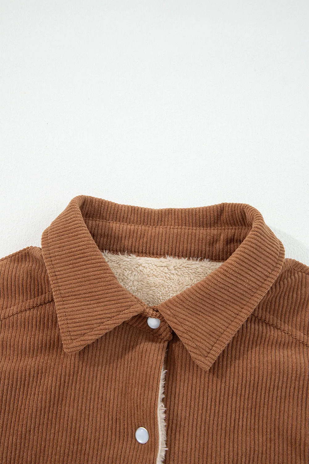 Cinnamon Fleece Lined Buttoned Flap Pockets Corduroy Jacket sold by Beagle Boutique product image thumbnail 3
