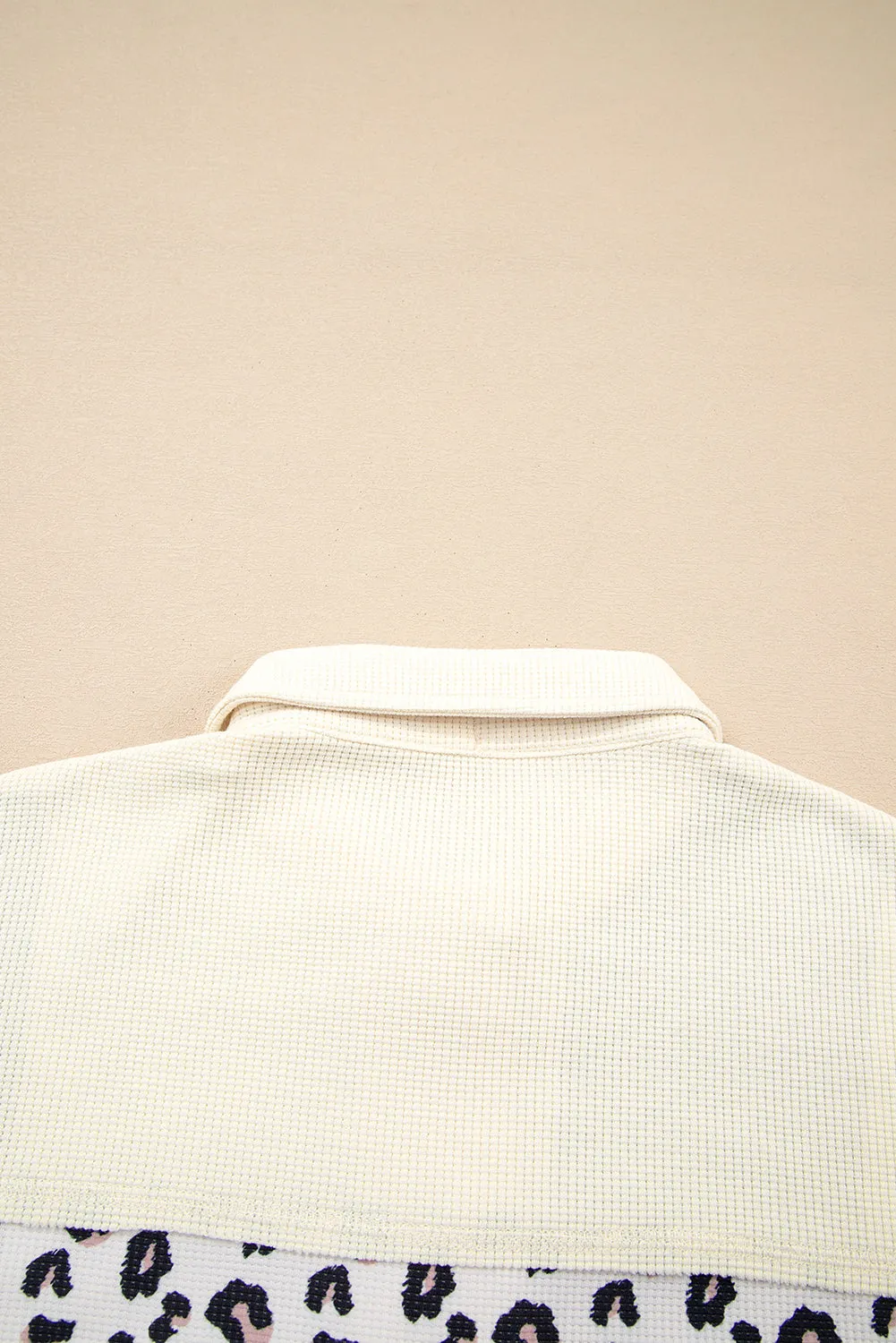 Khaki Leopard Waffle Quilted Patchwork Button Front Jacket sold by Beagle Boutique product image thumbnail 4