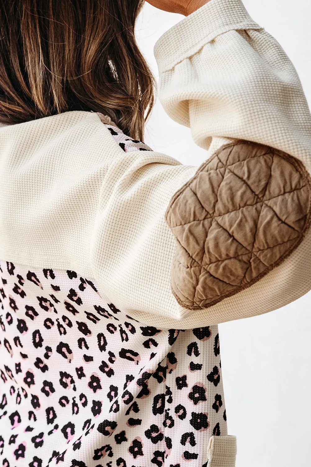 Khaki Leopard Waffle Quilted Patchwork Button Front Jacket sold by Beagle Boutique product image thumbnail 5