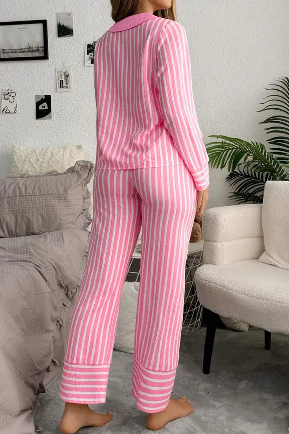 Pink Stripe Long Sleeve Top and Bottoms Pyjamas sold by Beagle Boutique product image thumbnail 2