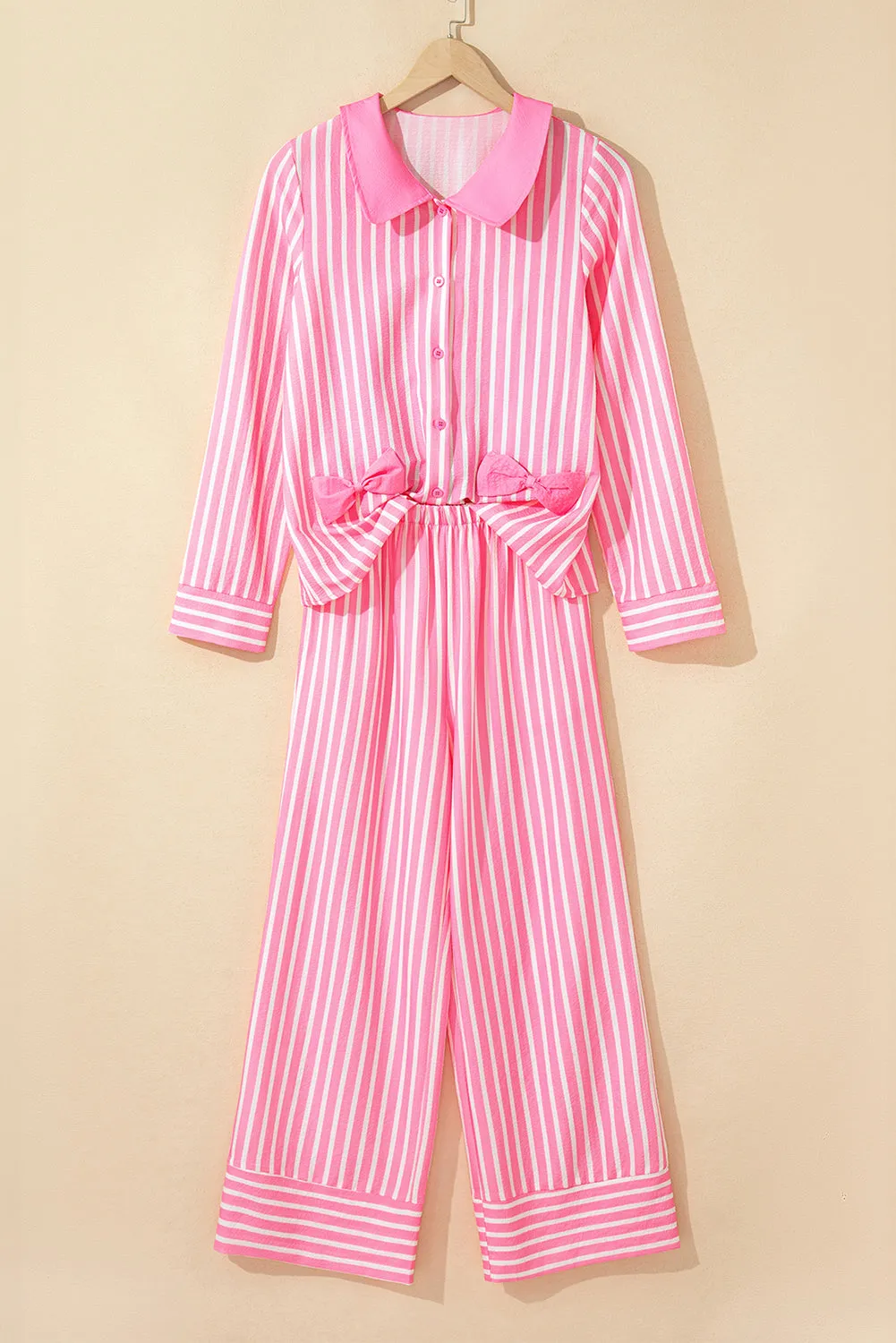 Pink Stripe Long Sleeve Top and Bottoms Pyjamas sold by Beagle Boutique product image thumbnail 4