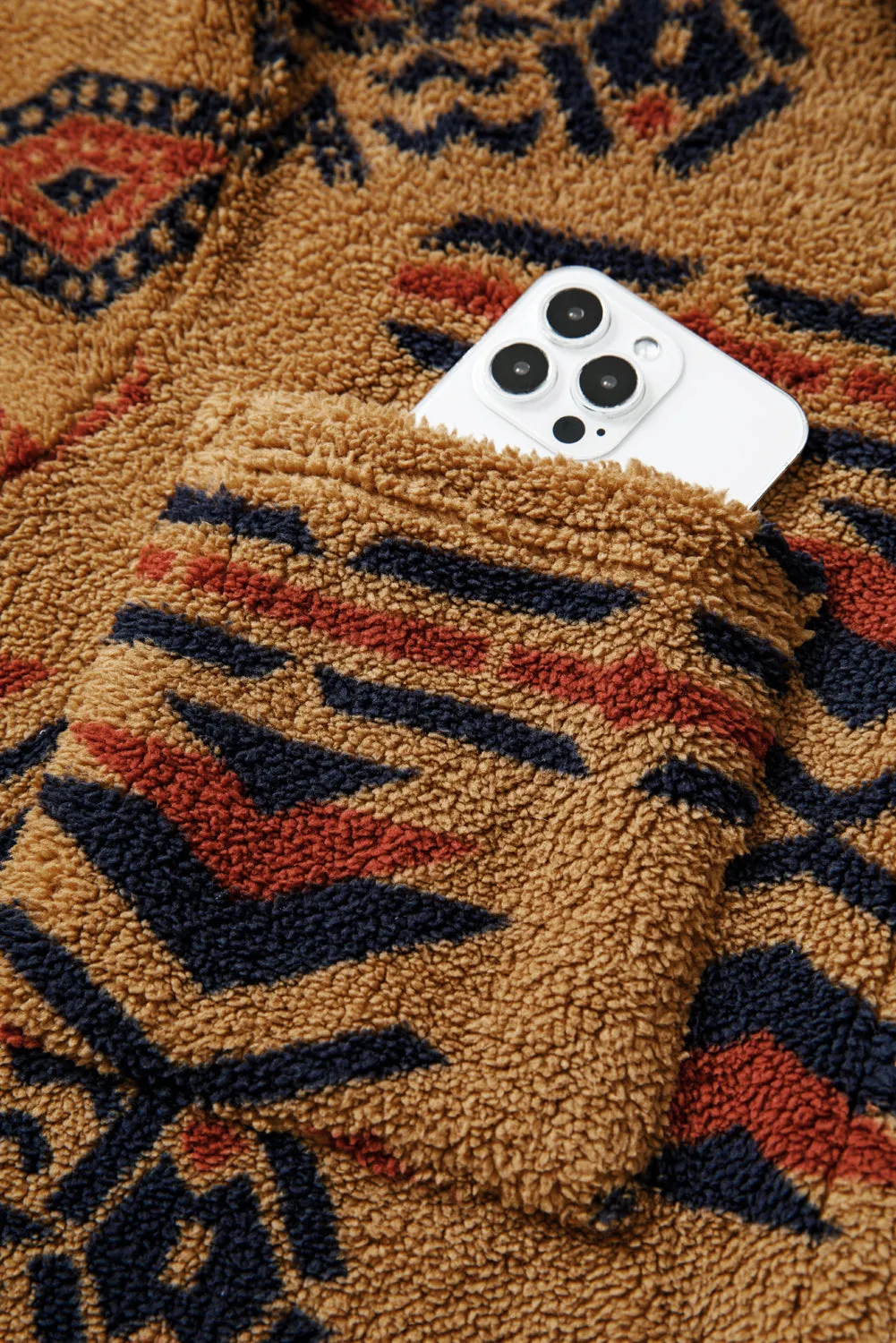 Western Aztec Pattern Fleece Shacket sold by Beagle Boutique product image thumbnail 3