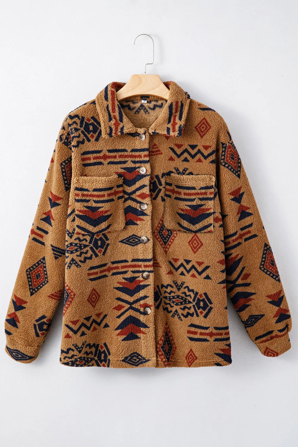 Western Aztec Pattern Fleece Shacket sold by Beagle Boutique