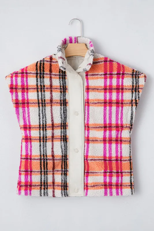 Rose Sherpa Plaid Jacket Vest sold by Beagle Boutique