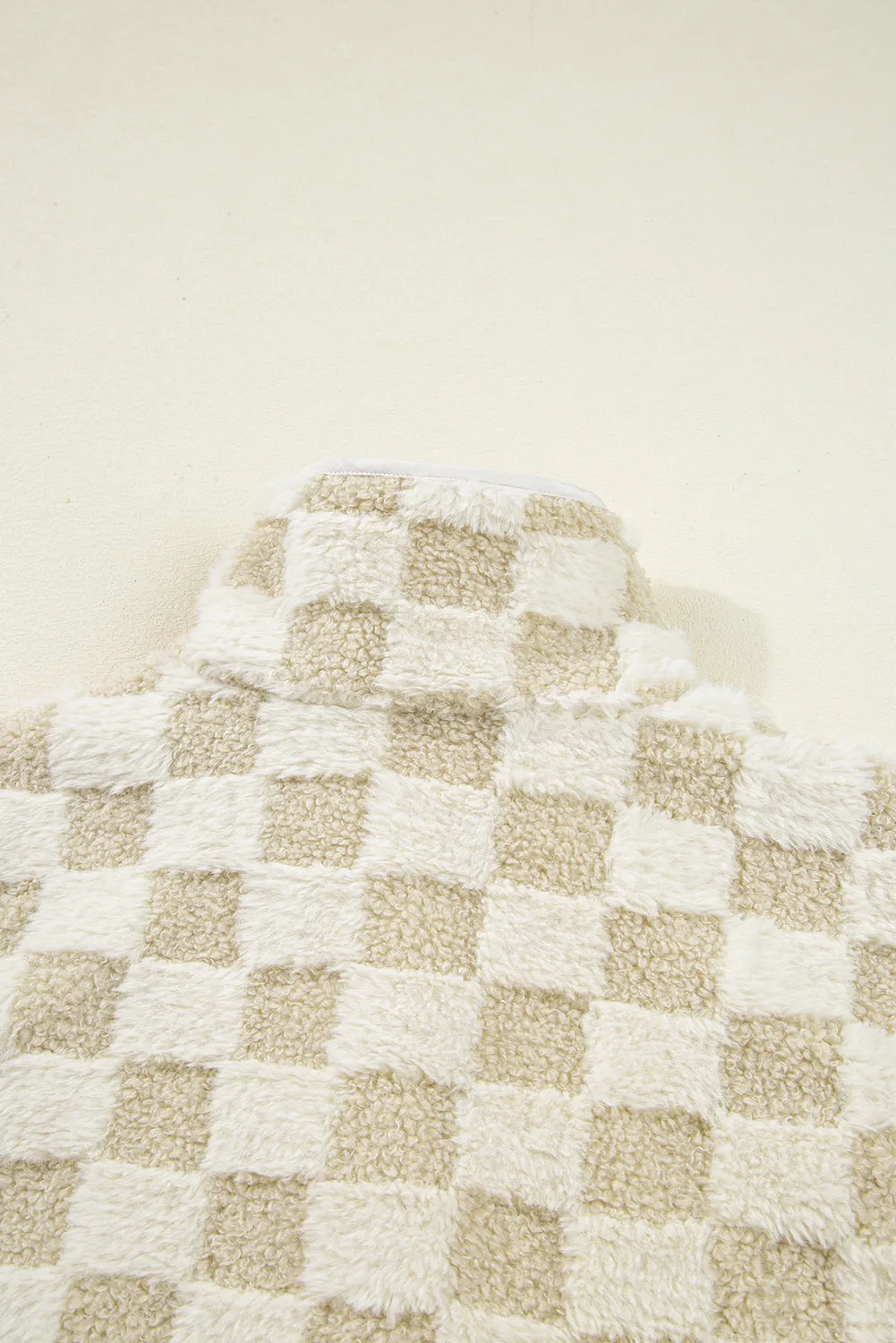 Sherpa Checkerboard Snap Button Vest Jacket With Pocket sold by Beagle Boutique product image thumbnail 4