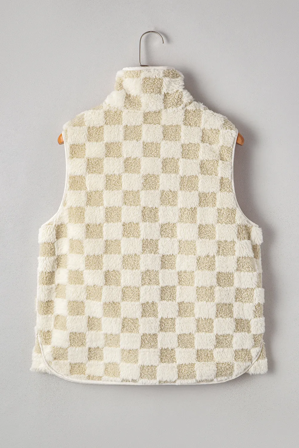 Sherpa Checkerboard Snap Button Vest Jacket With Pocket sold by Beagle Boutique product image thumbnail 2