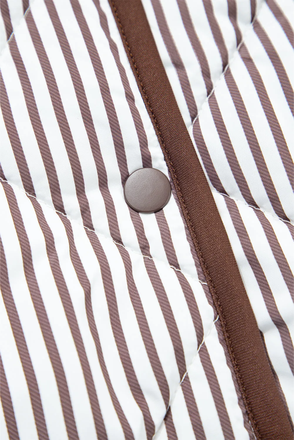 Brown Stripe Contrast Trim Snap Button Collared Vest sold by Beagle Boutique product image thumbnail 5