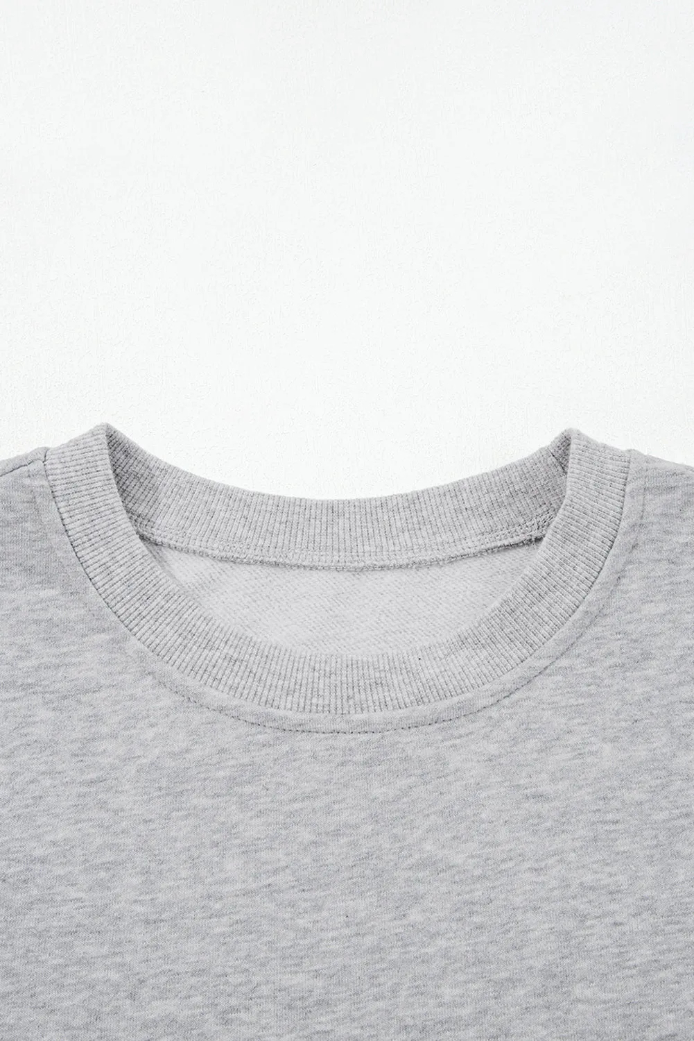 Light Grey Contrast Bow Applique Drop Sleeve Round Neck Sweatshirt sold by Beagle Boutique product image thumbnail 3