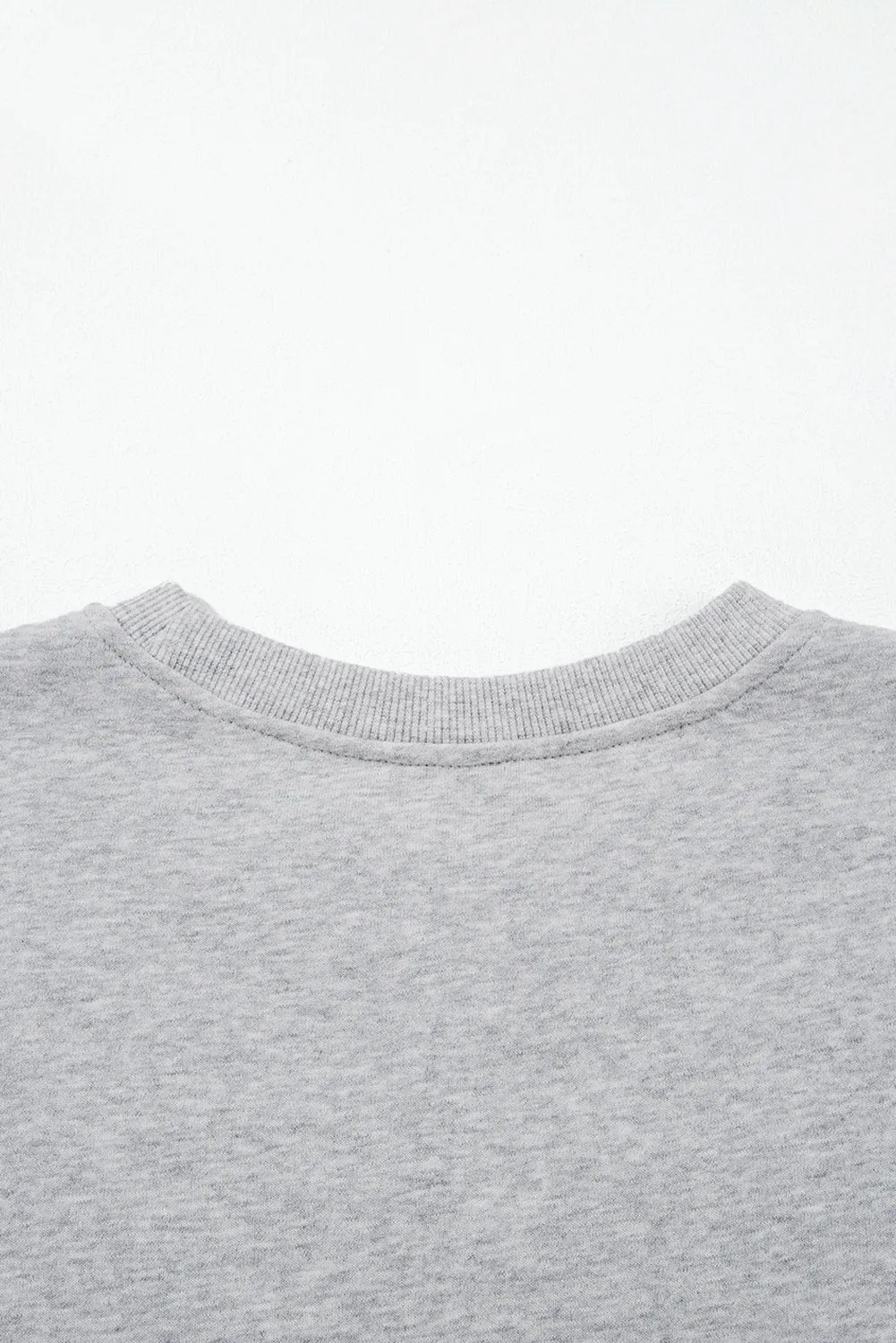 Light Grey Contrast Bow Applique Drop Sleeve Round Neck Sweatshirt sold by Beagle Boutique product image thumbnail 4