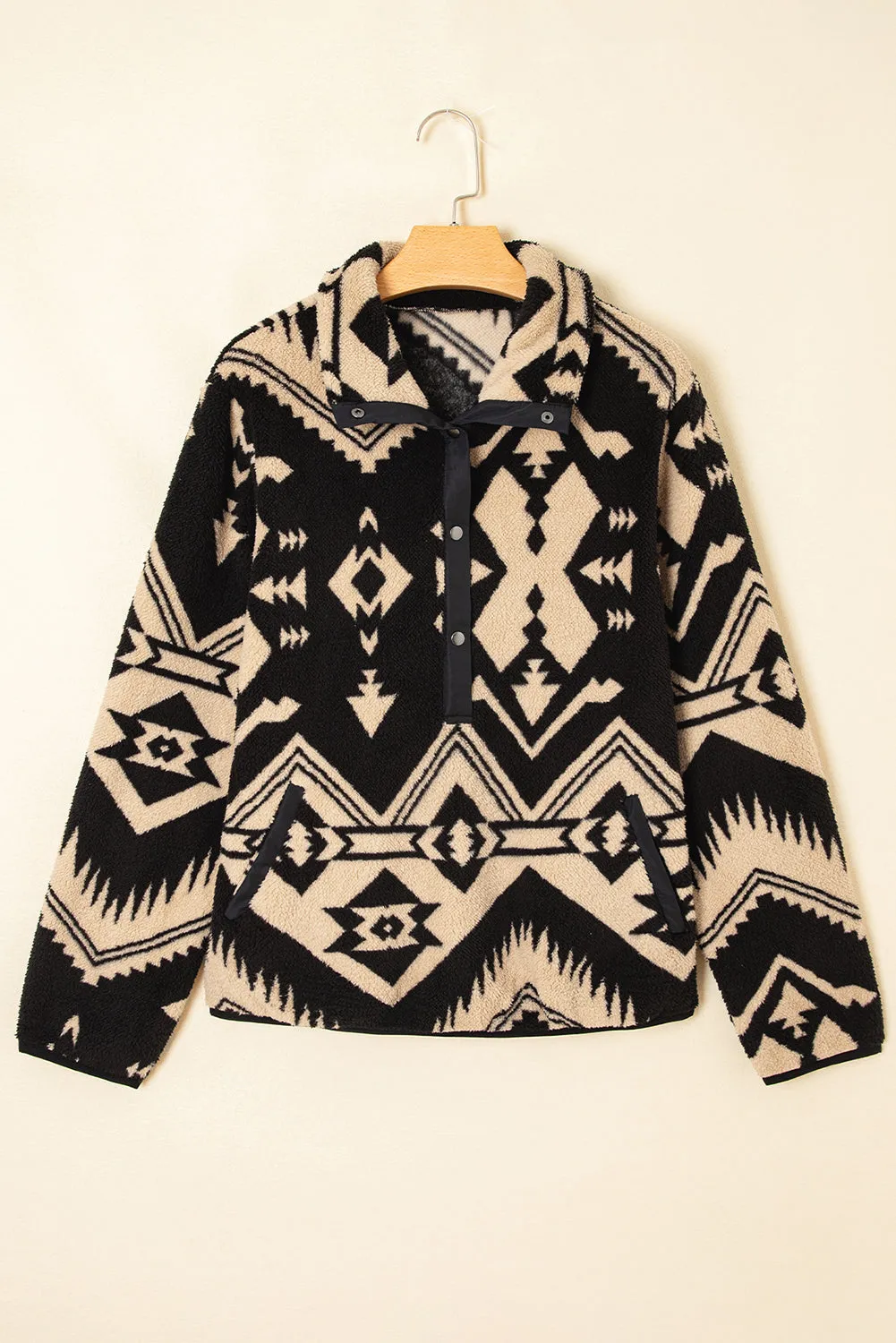 Western Aztec Half Zip Plush Sweatshirt sold by Beagle Boutique