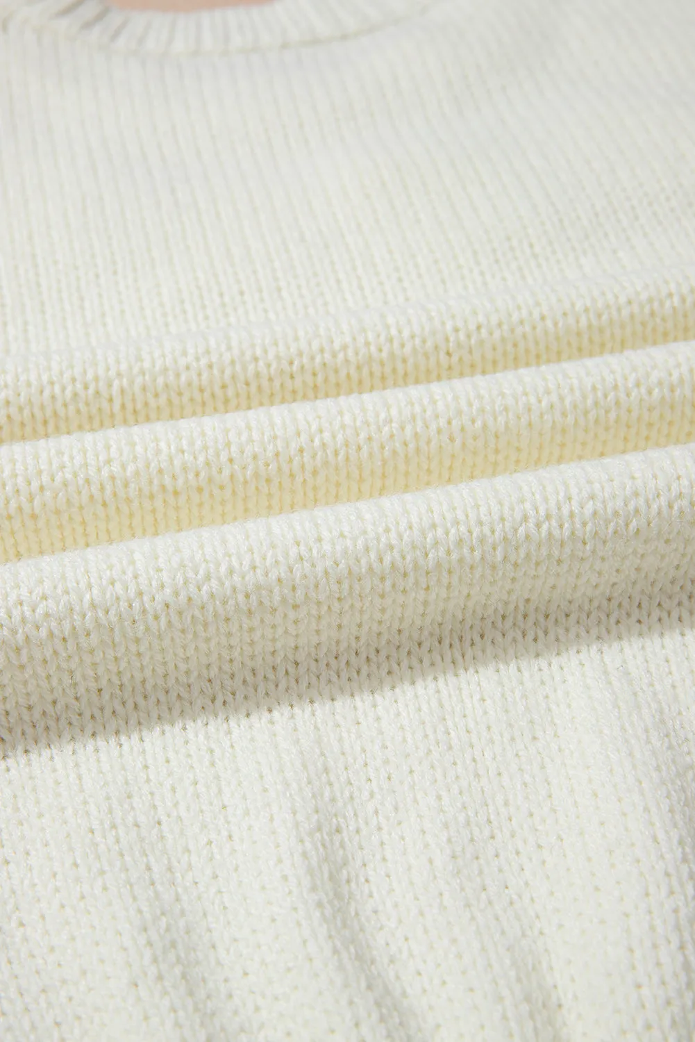 White Flower Detail Round Neck Puff Sleeve Sweater sold by Beagle Boutique product image thumbnail 5