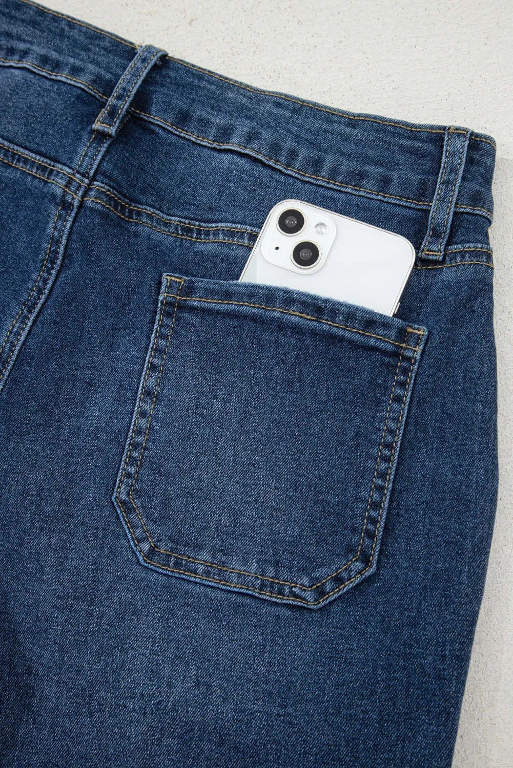 Blue Cropped High Rise Wide Leg Jeans sold by Beagle Boutique product image thumbnail 3