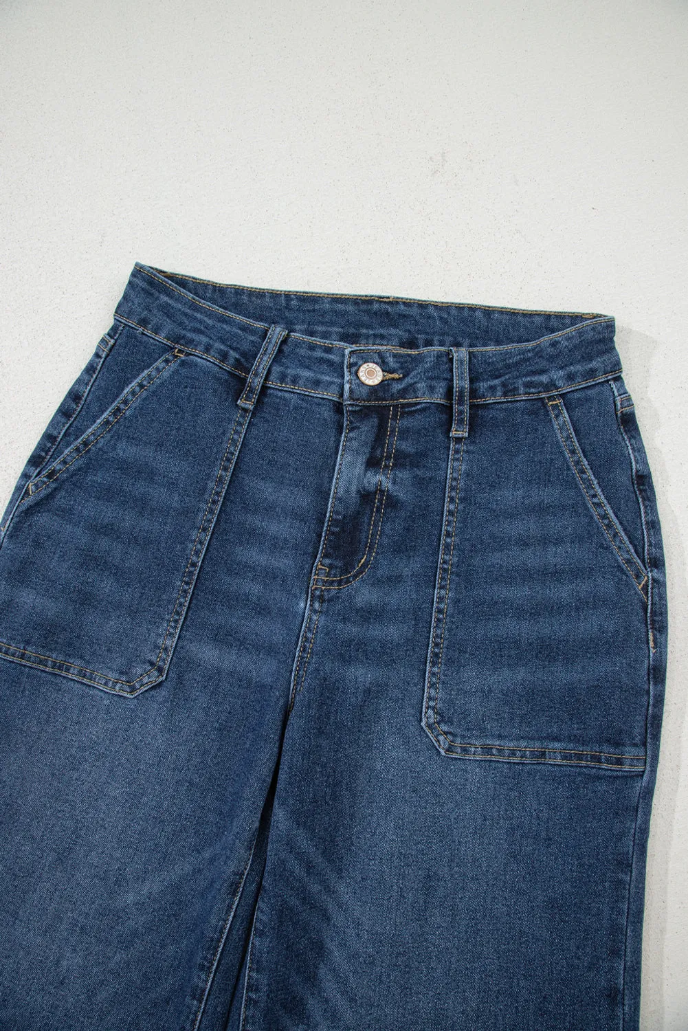 Blue Cropped High Rise Wide Leg Jeans sold by Beagle Boutique product image thumbnail 4