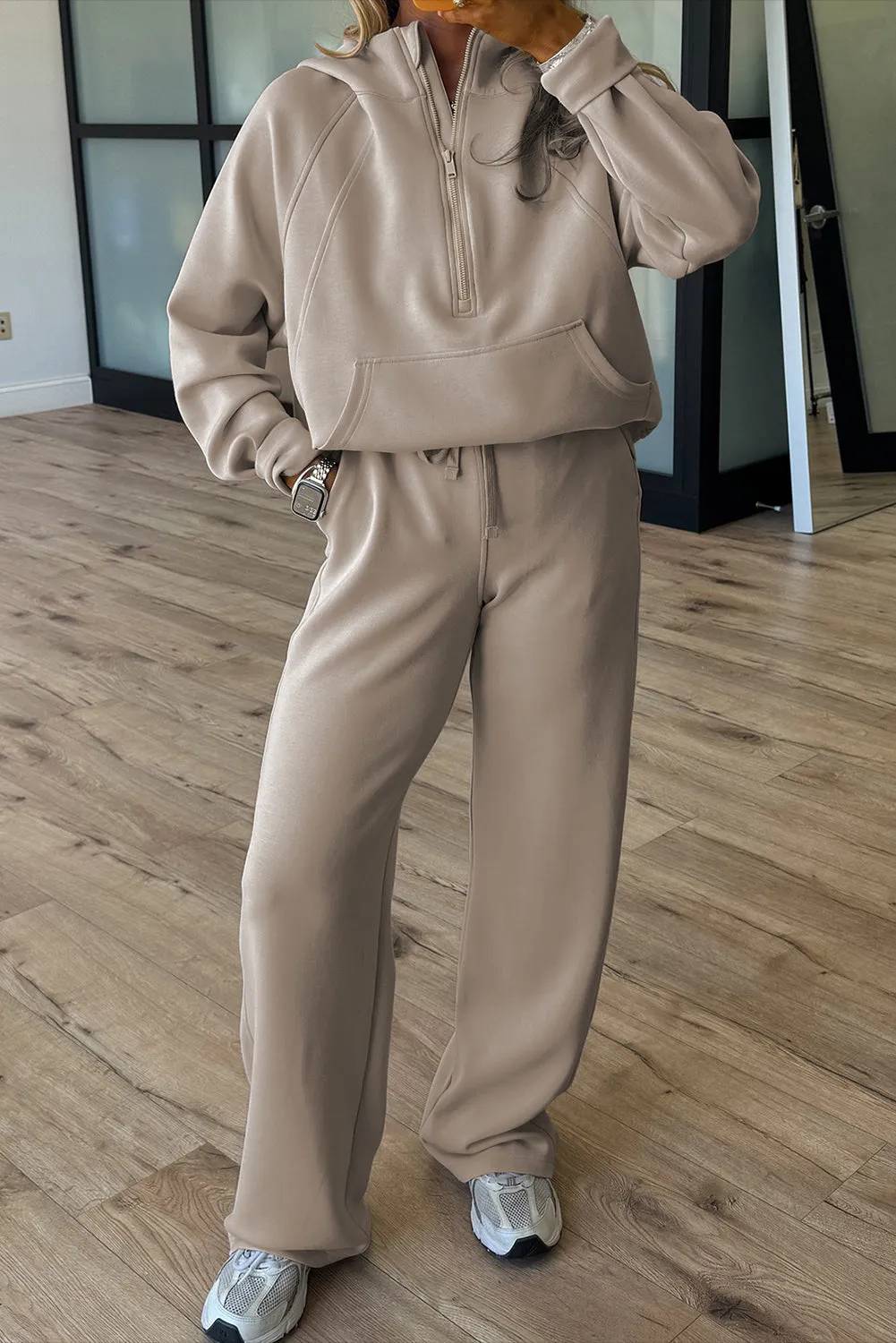 Half Zip Thumbhole Sleeve Hoodie & Active Pants 2pcs Co-ord Outfit sold by Beagle Boutique product image thumbnail 4