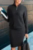 Zip Stand Neck Drop Shoulder Ribbed Pullover & Bodycon Skirt 2pcs Co-ord Set sold by Beagle Boutique