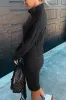 Zip Stand Neck Drop Shoulder Ribbed Pullover & Bodycon Skirt 2pcs Co-ord Set sold by Beagle Boutique