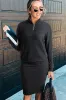 Zip Stand Neck Drop Shoulder Ribbed Pullover & Bodycon Skirt 2pcs Co-ord Set sold by Beagle Boutique