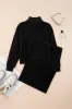 Zip Stand Neck Drop Shoulder Ribbed Pullover & Bodycon Skirt 2pcs Co-ord Set sold by Beagle Boutique
