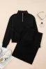 Zip Stand Neck Drop Shoulder Ribbed Pullover & Bodycon Skirt 2pcs Co-ord Set sold by Beagle Boutique